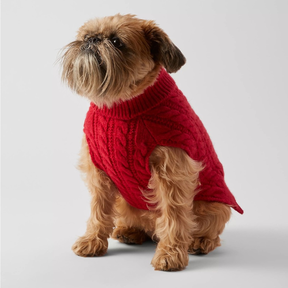 Ann Taylor Red Cable Knit Dog Sweater Size Small